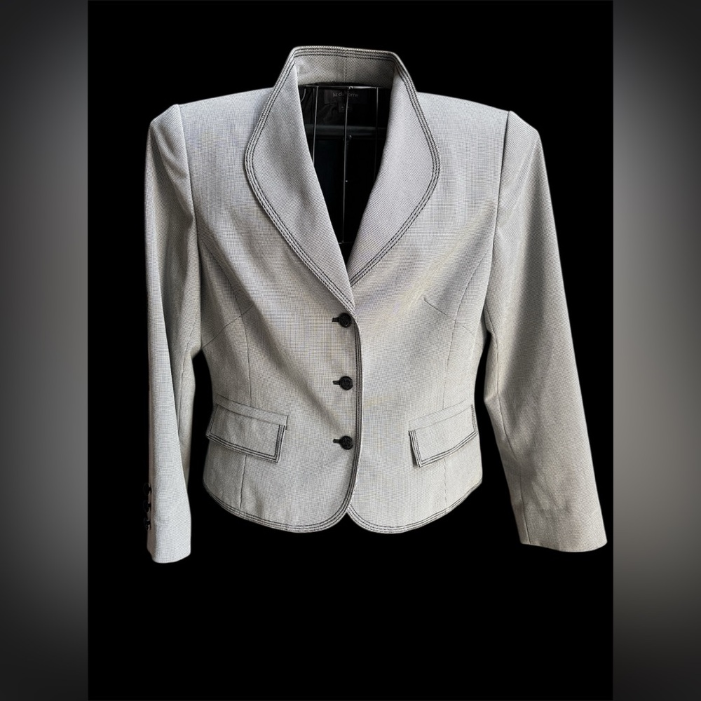 Liz Claiborne Gray‎ Blazer Jacket Women’s Size 12 Houndstooth Career Work